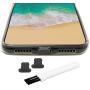PortPlugs Dust Plugs (2 Pack) Aluminum - Compatible with iPhone 11, X, XS, XR, 8, 7, 6 Plus, Max, Pro - Includes Cord Holders and Cleaning Brush (Gun Metal)