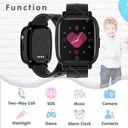 【Kids Smartwatch】- Children‘s Smart Watch Phone, 10 Can Be Set Name SOS Two-Way Calling Music Player Games HD Camera Alarm Clock Calculator Set Wallpaper for Free, Suitable for Teenagers 4-12y(Black)