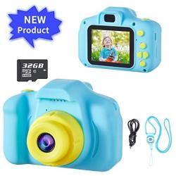 D.DA.D Kids Camera for Boys Best Birthday Gifts for 3 4 5 6 7 8 Year Old Children Toddler Toys, Portable Rechargeable Digital Video Camcorder 2.0 Inch IPS Screen with 32GB Card – Blue