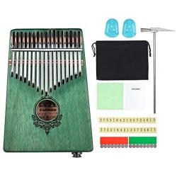 TREELF 17-key Kalimba Portable Thumb Piano(with eq） Wood Body Musical Instrument Great for Kalimba lovers and beginners (green)