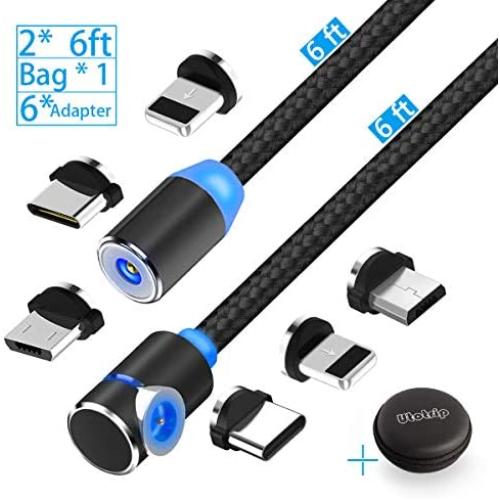 Utotrip Magnetic Charging Cable,(2-Pack,6ft,6ft) 3-in-1 USB Magnetic Cable,Nylon Braided Phone Charger Cable Compatible with Micro USB,Type C and iProducts…