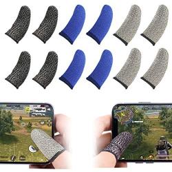 Mobile Game Controllers Finger Sleeve Sets,Anti-Sweat Breathable Soft Full Touch Screen Thumb Sleeves Sensitive Shoot and Aim for PUBG Mobile/Rules of Survival/Knives Out for Android & iOS(12Pack)