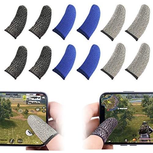Mobile Game Controllers Finger Sleeve Sets,Anti-Sweat Breathable Soft Full Touch Screen Thumb Sleeves Sensitive Shoot and Aim for PUBG Mobile/Rules of Survival/Knives Out for Android & iOS(12Pack)