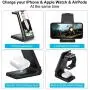 Quezqa Wireless Charging Stand – 3 in 1 Fast Wireless Charger – Qi Charging Station Dock Compatible with AirPods Pro Apple Watch Series 5 4 3 2 iPhone 11 Pro Max Xs X Xr 8(with QC 3.0 Adapter) (Black)