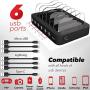 Poweroni USB Charging Station Dock - 6-Port - Fast Charge Docking Station for Multiple Devices - Multi Device Charger Organizer - Compatible with Apple iPad iPhone and Android Cell Phone and Tablet