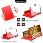 M&N 12’’ Screen Magnifier for Cell Phone, Best Foldable Phone Stand with 3D Magnifier Projector Screen for Movies, Videos, and Gaming| Screen Amplifier – Compatible with All Smartphones. (Red)