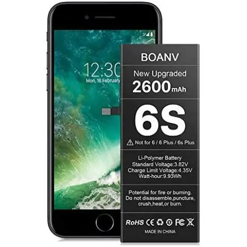 Battery for iPhone 6S (Upgraded), BOANV 2600mAh Ultra High Capacity Replacement Battery, with Instructions (no Tools) - 1 Year Service Battery for iPhone 6S (Upgraded), BOANV 2600mAh Ultra High Capacity Replacement Battery, with Instructions (no Tools) - 1 Year Service