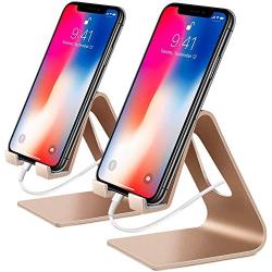 COOLOO Cell Phone Stand,【2 Pack】 Mobile Phone Anti-Skid Holder, Cradle, Dock Compatible Android Smartphone, Phone 11 Pro Xs Max Xr X 8 7 6 6s Plus 5s, Accessories Desk - Gold