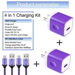 USB Charging Block Micro Cable,Embink USB Wall Charger Box Cube Plug 6Ft Nylon Braided Android Charger Cable Cord for Samsung Galaxy S7 Edge S6 Edge Note 4 LG Stylo 3 2 K30 K20,Moto X,HTC
