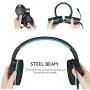 Gaming Headset for Xbox One, PS4,Nintendo Switch Bass Surround and Noise Cancelling with Flexible Mic, 3.5mm Wired Adjustable Over-Ear Headphones for Laptop PC iPad Smartphones (Blue-Black)