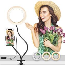 6" Selfie Ring Light with Cell Phone Holder Stand for Live Stream Makeup Tiktok Video and Photography Eye Protector for Reading Gaming Online Lesson and Watching for 2.29-3.33 inch Android iOS Phones