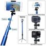 BMZX Bluetooth Long Selfie Stick- Super Length Lightweight Extendable Pole from 20 to 118 Built-in Wireless Remote Shutter Grip Holder Mount Compatible iPhone Samsung Android Cell Phone(Blue)
