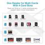 Snowkids SD Card Reader, Micro Sd Card Reader USB 3.0 Memory Card Reader 4 in 1 5Gbps High-Speed Square Card Reader Adapter for CF/SD/TF/Micro SD/SDXC/SDHC/MMC/UHS-I for Camera, Computer (Black)