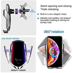 Wireless Charger Car Touch Sensing Automatic Retractable Clip Fast Charging Compatible for iPhone Xs Max/XR/X/8/8Plus, Samsung S9/S8/Note8