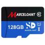 TF Card 128GB, Marceloant Memory Cards Class 10 TF Card with Adapter, High Speed Memory Card for Phone Camera Computer, Black/Blue, Standard Packaging