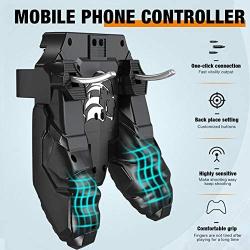 Sanmubo Trade Phone Game Controller 3-in-1 Cellphone Gamepad 4 Finger Operation Joystick Remote Grip Shooting Aim Keys Survival Game Trigger for 4.7-6.5" Mobile Phones