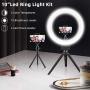 10" Ring Light with Tripod Stand & 2 Cell Phone Holder for YouTube Video & Tiktok, Lusweimi Mini Dimmable Desk Makeup Led Ringlight for Photography, Shooting and Live Streaming