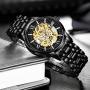Mens Watches Mechanical Automatic Self-Winding Stainless Steel Skeleton Luxury Waterproof Diamond Dial Wrist Watches for Men