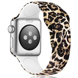 Haveda Cheetah Bands Compatible for Apple Watch Series 5 40mm Series 4, Floral Leopard for Apple Watch 38mm Bands Womens Series 3 2/1, Silicone Wristband Men Kids S/M 3Pack Leopard/Pink Flower/Paw