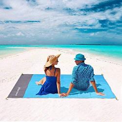 Portable Sandfree Beach Blanket Waterproof Picnic Blanket Oversized 83&quotX78&quotfor 5-7 Adults Beach Mat Outdoor for Travel,Camping,Hiking and Music Festivals(4 Fixed Piles+1 Metal Buckle)