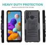 CasemartUSA Phone Case for [Samsung Galaxy A21], [Refined Series][Black] Shockproof Cover with Built-in Kickstand & Belt Clip Holster for Samsung Galaxy A21 (Verzion, Boost Mobile, T-Mobile, Metro)