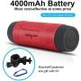 Bluetooth Bicycle Speaker Zealot S1 4000mAh Power Bank Waterproof Speakers with Full Outdoor Accessories(Bike Mount, Carabiner.)(Red)