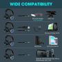Turnraise Stereo Gaming Headset for PS4,PC,Xbox One Controller,Over-Ear Headphones with Noise Cancelling Soft Memory Ear Pads, LED Light,Bass Sound,Compatible for,Laptop,Tablet,Smartphone