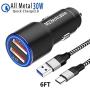 Car Charger Fast Charging for Moto G7 G6 G8 Play Plus,G Stylus,G Power,Z4 Z5 Z3 Z2 Z Play/Force,X4,One Action/Zoom,30W Adapter,2 USB Port:Quick Charge 3.0+2.4A+6FT USBC Cord-Not for Motorola G6Play