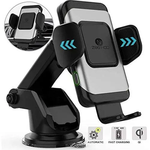 ZeeHoo Wireless Car Charger,10W Qi Fast Charging Auto-Clamping Car Mount,Windshield Dash Air Vent Phone Holder Compatible iPhone 11/11 Pro Max/Xs MAX/XS/X/8/,Samsung S10/S9/S8 (Dark Silver) ZeeHoo Wireless Car Charger,10W Qi Fast Charging Auto-Clamping Car Mount,Windshield Dash Air Vent Phone Holder Compatible iPhone 11/11 Pro Max/Xs MAX/XS/X/8/,Samsung S10/S9/S8 (Dark Silver)