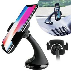Car Holder Suction Mount by Dashboard or Windscreen 360 Degree Swivel Strong Universal Grip Charging Access for Smartphones and Tablets Compatible with Samsung iPhone and More Cell Phones