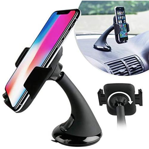 Car Holder Suction Mount by Dashboard or Windscreen 360 Degree Swivel Strong Universal Grip Charging Access for Smartphones and Tablets Compatible with Samsung iPhone and More Cell Phones