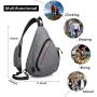 KAKA Sling Bag, Crossbody Backpack Canvas Waterproof Daypack Casual Shoulder Bag Traveling Hiking Camping for Men and Women （LARGER GRAY)