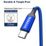 AkoaDa USB-C to USB-C 100W Cable 10ft, USB C Braided Fast Charging Cable Compatible with MacBook Pro 2020/2019/2018, iPad Pro 2020/2019/2018,Samsung Galaxy Note 20,Pixelbook and Type-C Laptops (Blue)