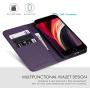 SHIELDON iPhone SE 2020 Case, iPhone 8 Wallet Case, Genuine Leather iPhone 7 Flip Magnetic Cover Card Slots Carry-All with Kickstand TPU Shockproof Case Compatible with iPhone SE2/8/7 - Dark Purple