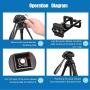 TAIROAD Phone Tripod, Portable Lightweight Aluminum Travel Tripod with Carry Bag & Bluetooth Remote, 1/4” Mounting Screw for Mirrorless/Gopro/DSLR Camera and 2 in 1 Clip for Smartphone and iPad