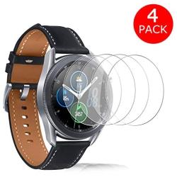 FilmHoo[4 Pack] Samsung Galaxy Watch 3 41mm Tempered Glass Screen Protector, Max Coverage Bubble-Free Anti-Scratch