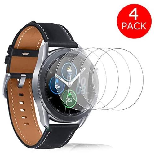 FilmHoo[4 Pack] Samsung Galaxy Watch 3 41mm Tempered Glass Screen Protector, Max Coverage Bubble-Free Anti-Scratch