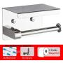 Waydeli Toilet Paper Holder with Shelf, SUS304 Stainless Steel Toilet Paper Roll Holder, Adhesive No Drilling or Wall-Mounted with Screws, Polished Chrome