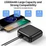Portable Charger with AC Plug, 15000mAh Portable Phone Charger, 18W PD QC3.0 USB C Power Bank 4 Output 2 Input, External Battery Pack Phone Charger Built-in Type-C 2 Cables Compatible for iPhone etc