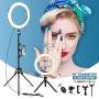 Selfie Ring Light with Tripod Stand, SONATA 10” LED Ring Light with 3 Light Modes 10 Brightness, Dimmable Makeup Light for YouTube TIK Tok Live Streaming Compatible for iPhone Android Phone