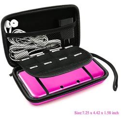 ADVcer 3DS Case, EVA Waterproof Hard Shield Protective Carrying Case with Detachable Hand Wrist Strap for Nintendo New 3DS XL, New 3DS, 3DS, 3DS XL, 3DS LL, DSi, Dsi XL, DS, DS Lite or 2DS XL, Fuchsia