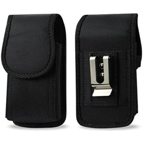 Golden Sheeps Military Grade Heavy Duty Holster Nylon Metal Clip Compatible with Flip Phone or Smartphone Up to 4.25x2.25x0.85 Inch in Dimensions, Rugged Nylon Canvas Carrying Case with Belt Clip