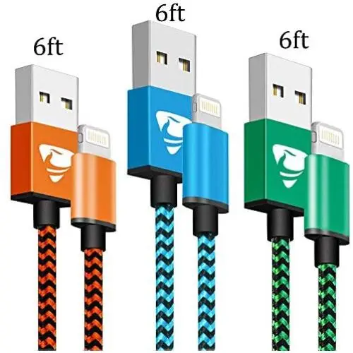 iPhone Charger MFi Certified iPhone Charger Cord Aioneus 6FT 3 Pack Lightning Cable Braided Fast iPhone Charging Cord for iPhone 11 Pro Max XR XS X 10 8 7 6s 6 Plus 5 SE 2020, iPad Mini Air 6th gen iPhone Charger MFi Certified iPhone Charger Cord Aioneus 6FT 3 Pack Lightning Cable Braided Fast iPhone Charging Cord for iPhone 11 Pro Max XR XS X 10 8 7 6s 6 Plus 5 SE 2020, iPad Mini Air 6th gen