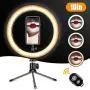 Selfie Ring Light with Tripod Stand & Phone Holder for Live Streaming & YouTube Video, Dimmable Desk Makeup Ring Light for Photography, Shooting with 3 Light Modes & 10 Brightness Level Selfie Ring Light with Tripod Stand & Phone Holder for Live Streaming & YouTube Video, Dimmable Desk Makeup Ring Light for Photography, Shooting with 3 Light Modes & 10 Brightness Level