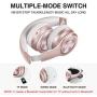 Picun P26 Bluetooth Headphones Over Ear 40H Playtime Hi-Fi Stereo Wireless Headphones Girl Deep Bass Foldable Wired/Wireless/TF for Phone/TV Bluetooth 5.0 Wireless Earphones with Mic Women (Rose Gold)