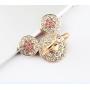 Universal 360 Degree Rotating Finger Ring Stand Holder for Cell Phone or Tablet - Crystal Rhinestone Pink Mouse