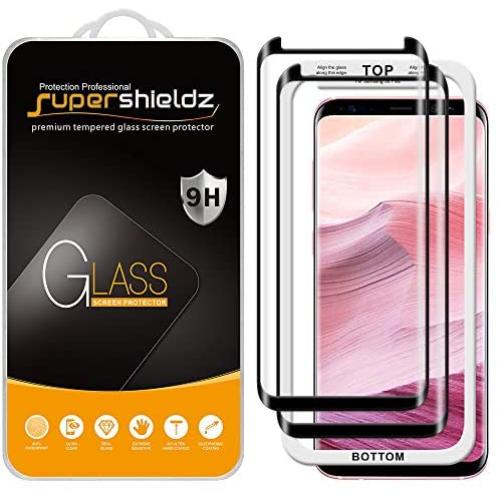 (2 Pack) Supershieldz for Samsung (Galaxy S8 Plus) Tempered Glass Screen Protector with (Easy Installation Tray) Anti Scratch, Bubble Free (Black)