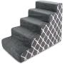USA Made Pet Steps/Stairs with CertiPUR-US Certified Foam for Dogs & Cats by Best Pet Supplies - Gray Lattice Print, 5-Step (H: 22.5") (ST255C-L)