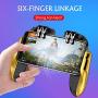 Alician for PUBG Mobile Game Controller Trigger Fire Button Six Finger with Cooler Holder for iPhone Android Smart Phone