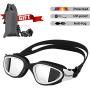 Focevi Swimming Goggles for Men/Women, Polarized Anti-Glare Anti-Fog UV Protection Mirrored Wide Vision Adult Swim Goggles, Boys/Girls/Junior/Teenagers/Youth Swim Googles, Swimming Glasses and Gear